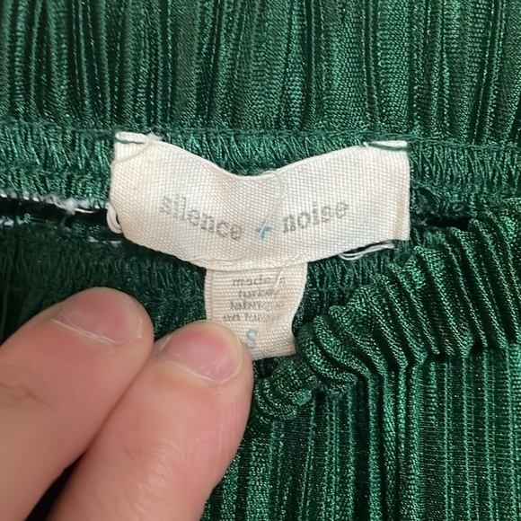Silence + Noise size S Green with White Stripe Down Sides Pleated Elastic Pants - Picture 2 of 7